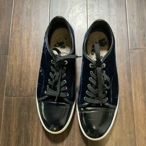 Lanvin Paris Midnight Blue Leather Suede DBB1 Sport Sneakers Shoes Size 12